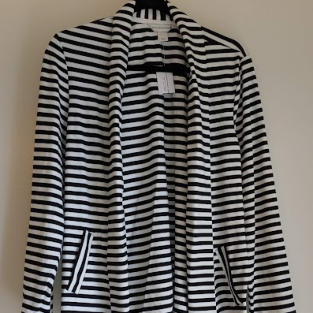 Christopher & Banks Size Large, black and white striped blazer
